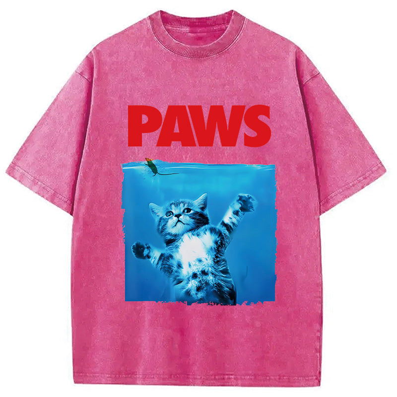 Paws Cat Meme Washed T-Shirt