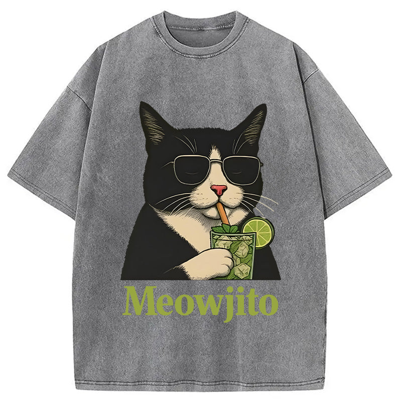 Cow Cat Meowjito Washed T-Shirt