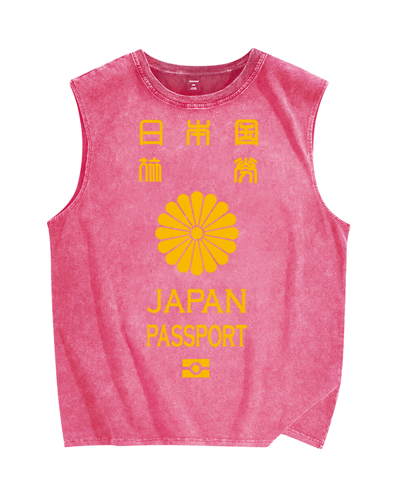 Japan Passport Vintage Distressed Washed Tank Top