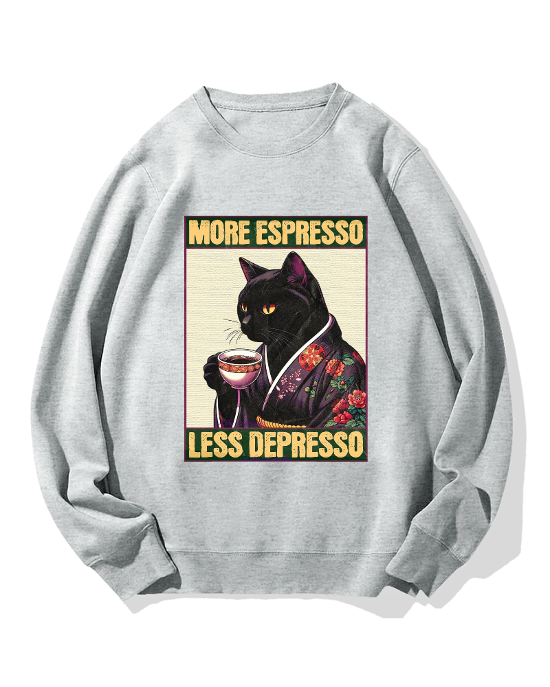 Kimono Coffee Cat Cotton Sweatshirt