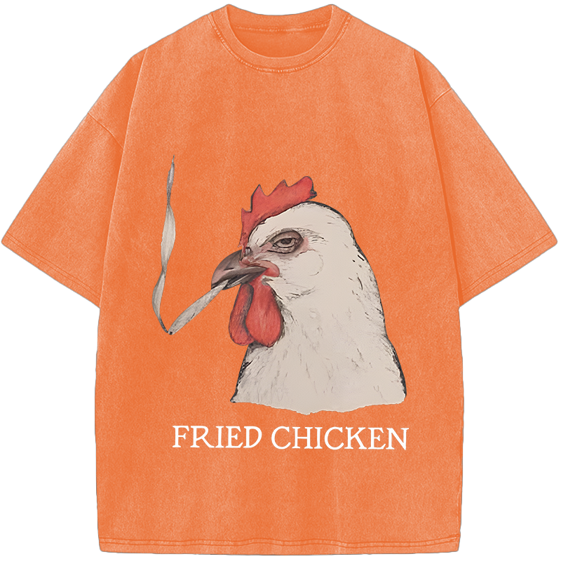 Fried Chicken Last Cigarette Vintage Washed T-Shirt