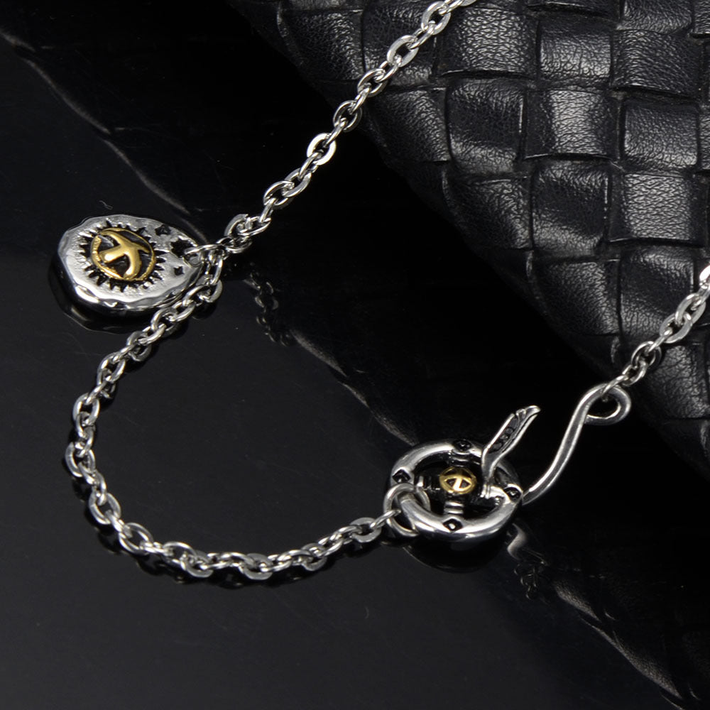 Titanium Steel Feather Leaf Necklace Hip-Hop Punk Pendant