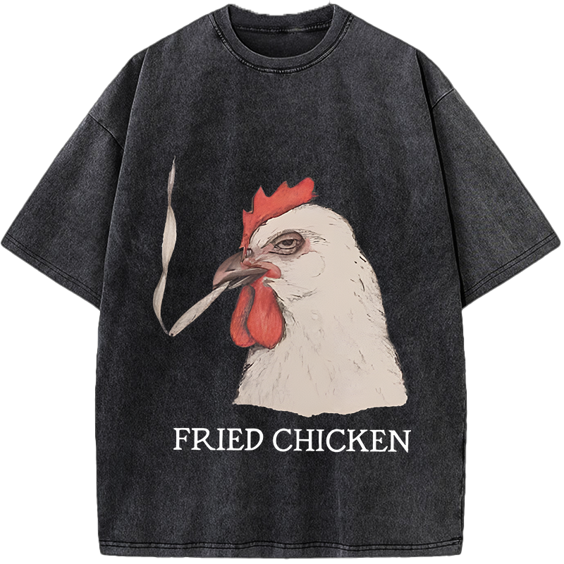 Fried Chicken Last Cigarette Vintage Washed T-Shirt