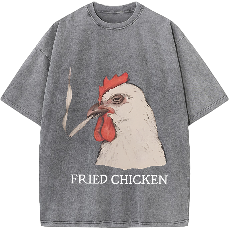 Fried Chicken Last Cigarette Vintage Washed T-Shirt