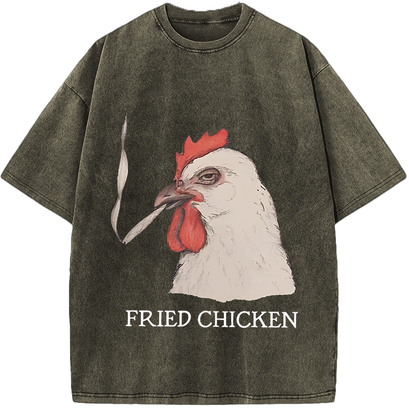Fried Chicken Last Cigarette Vintage Washed T-Shirt