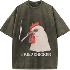 Fried Chicken Last Cigarette Vintage Washed T-Shirt