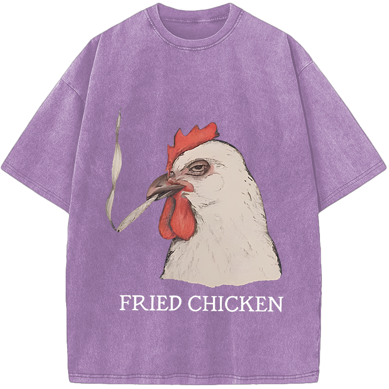 Fried Chicken Last Cigarette Vintage Washed T-Shirt