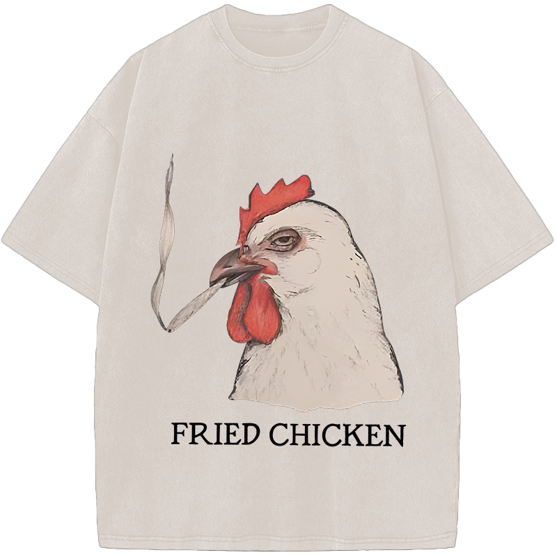 Fried Chicken Last Cigarette Vintage Washed T-Shirt