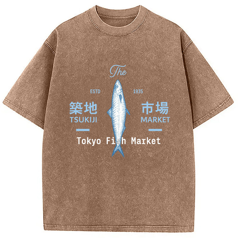 Tsukiji Tokyo Fish Market Vintage Washed T-Shirt