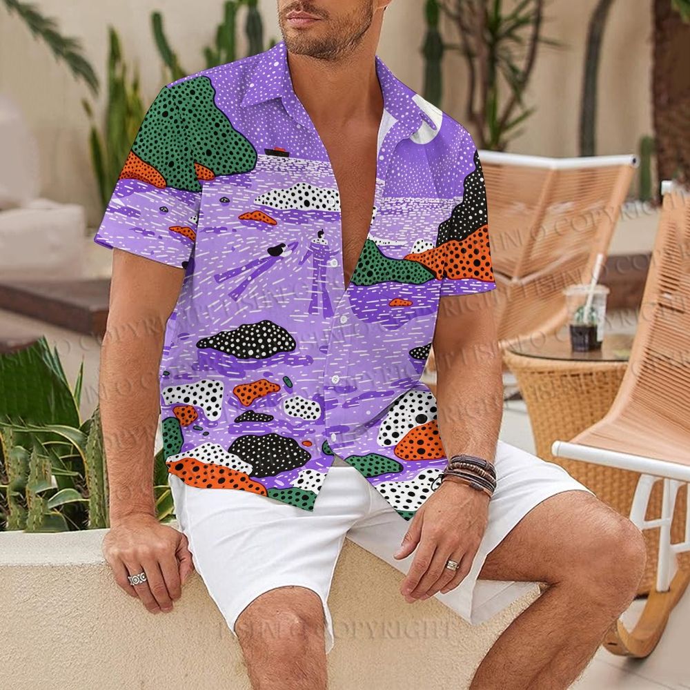 Romantic Seaside Polka Dot Hawaiian Shirt