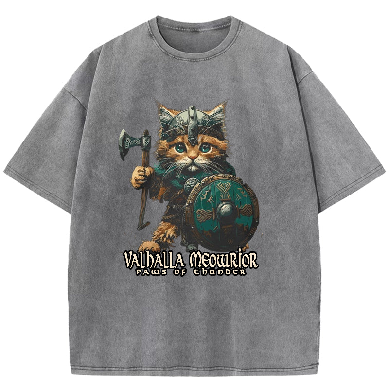Viking Cat Washed T-Shirt