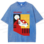 Unisex Bauhaus Red Tiger Printed Washed Tee