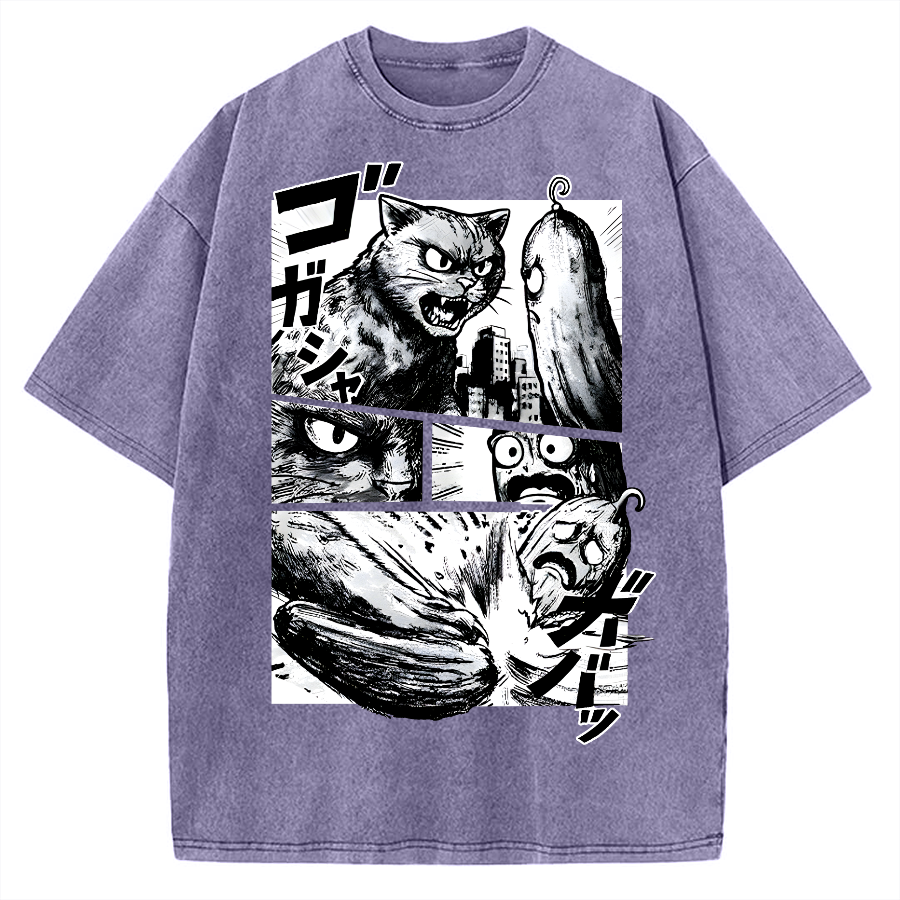 Cat vs Zucchini Vintage Washed T-shirt