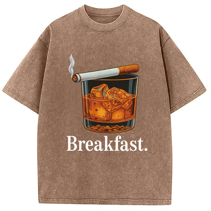 Breakfast Funny Meme Washed T-Shirt