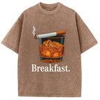 Breakfast Funny Meme Washed T-Shirt