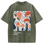Japanese Art Dancing Mushroom Washed T-Shirt