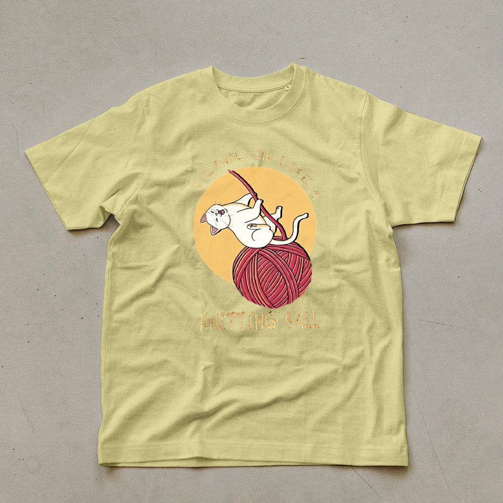 Wool Ball Cat Pattern Unisex Prints T-Shirt