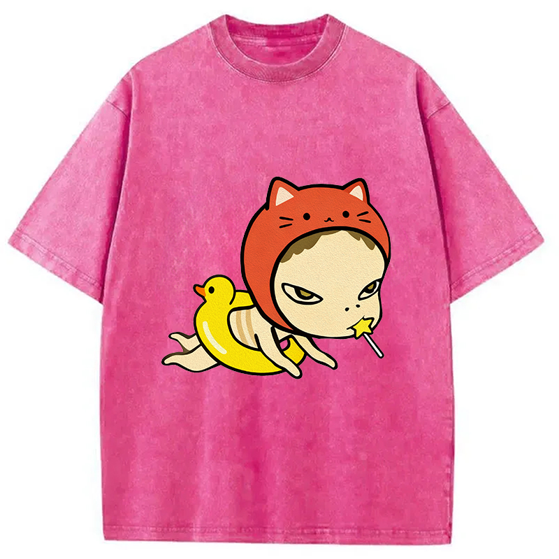 Red Hat Girl Washed T-Shirt