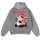 Panda Vintage Washed Cotton Back Art Hoodie