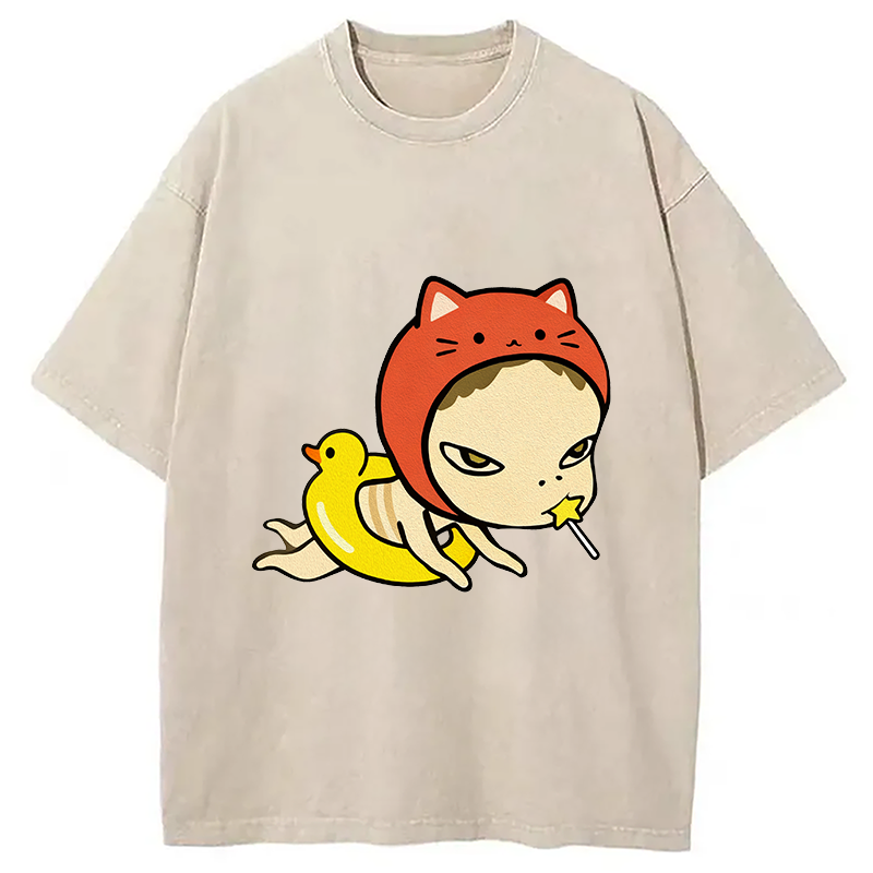 Red Hat Girl Washed T-Shirt