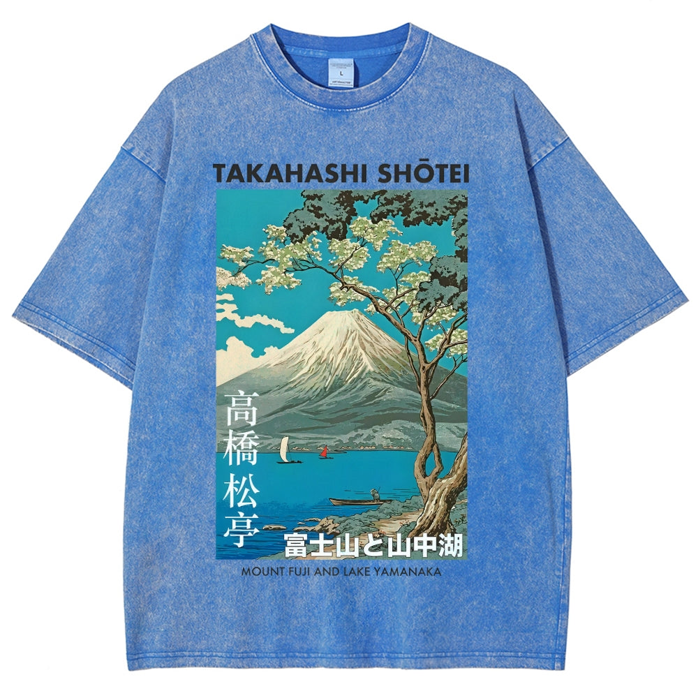 Mount Fuji and Lake Yamanaka Vintage Washed T-shirt
