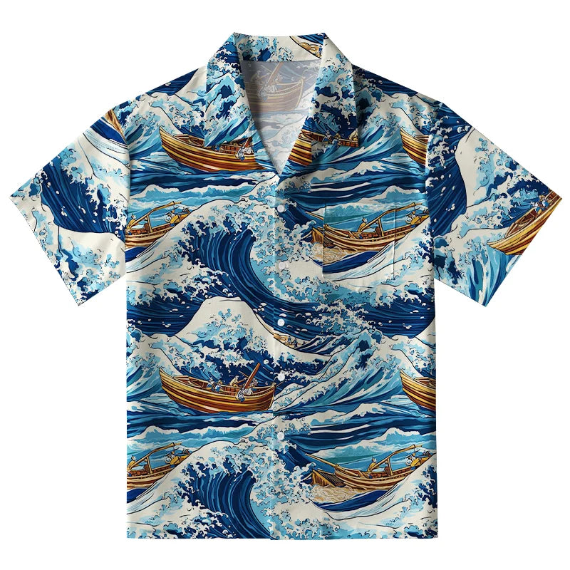 Nautical Adventure Wave Aloha Hawaiian Shirt