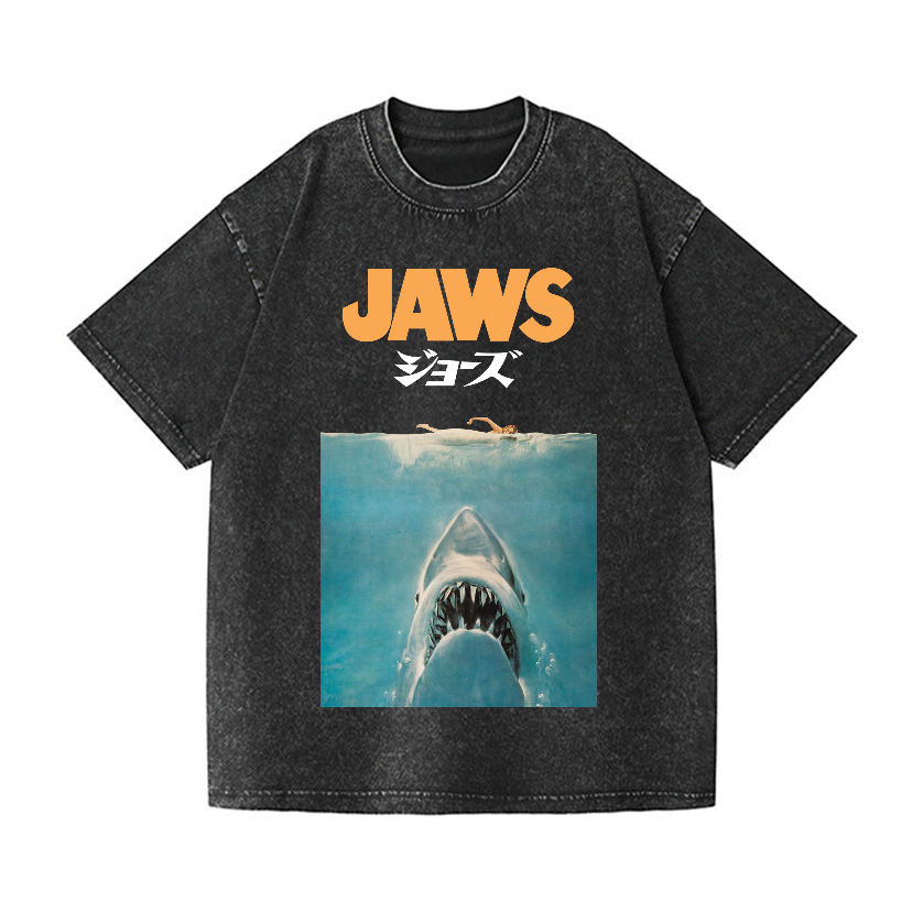 Jaws Shark Vintage Wash Japanese Design T-Shirt