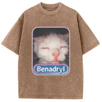 Benadryl Meme Cat Washed T-Shirt