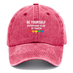 Inspirational Quote With Rainbow Hearts Washed Cap