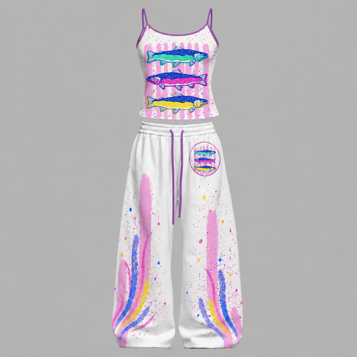 Fish Top & Elasticated Trousers Two-Piece Set
