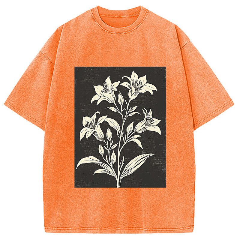 Botanical Woodcut Wildflower Washed T-Shirt