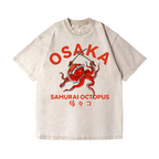 Samurai Octopus Vintage Wash Japanese Design T-Shirt