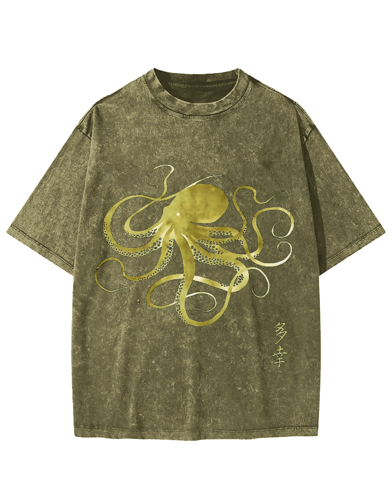 Japanese Octopus Vintage Washed T-shirt