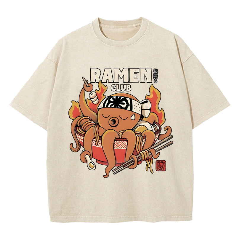 Octopus Ramen Japan Washed T-Shirt