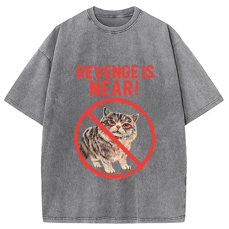Revenge Is Near! Cat Washed T-Shirt