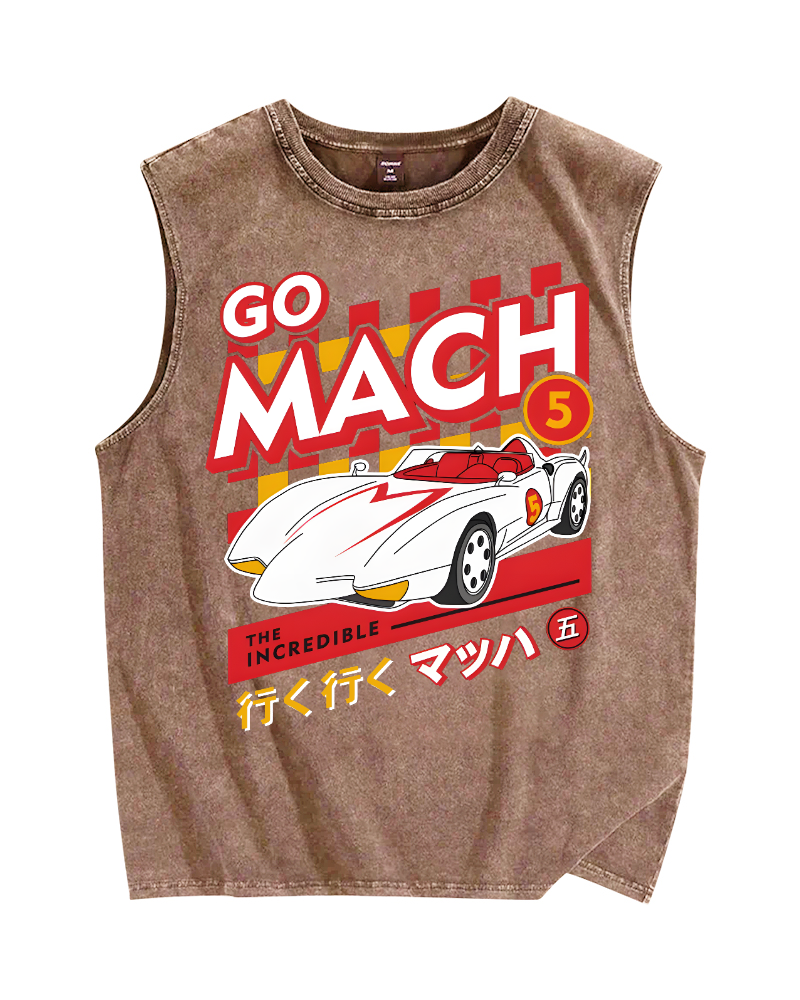 Go mach 5 Vintage Distressed Washed Tank Top