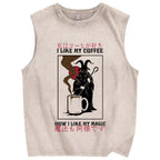 I Like My Coffe How I Like My Magic Vintage Distressed Washed Tank Top