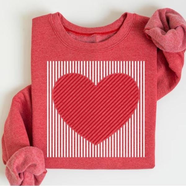 Retro Valentines Heart Printed Sweatshirt