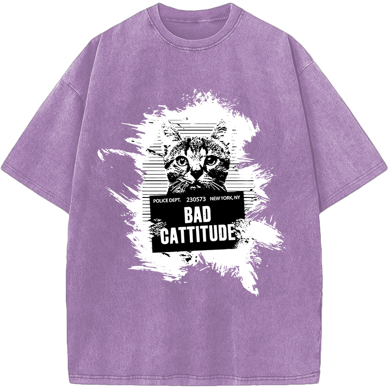 Criminal Cat – Bad Cattitude Vintage Washed T-Shirt