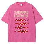 Polka Dot Fish Washed Vintage Short Sleeves T-Shirt