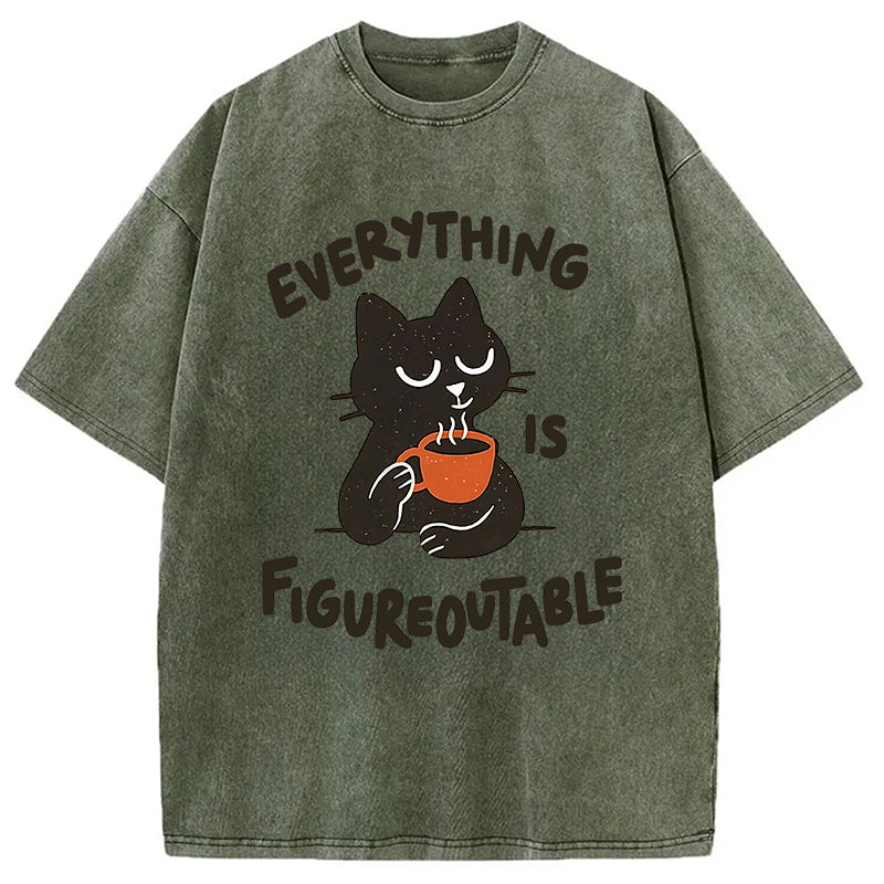 Cat Tasting Coffee Washed T-Shirt