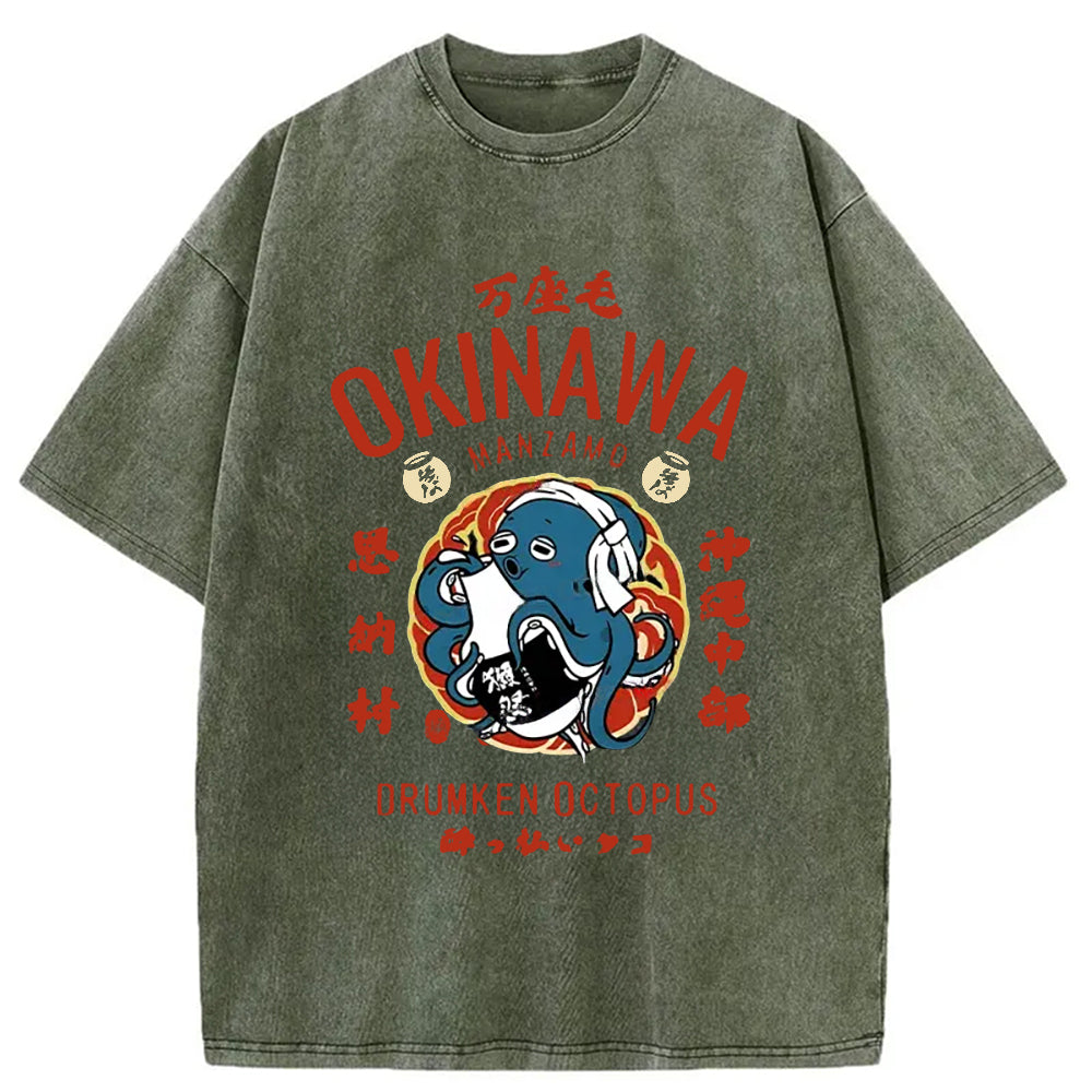 Okinawa Drunken Octopus Washed T-Shirt