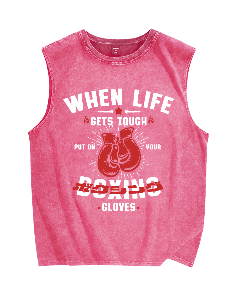 Boxing Gloves Vintage Distressed Washed Tank Top