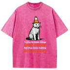 Stupid Cat Washed T-Shirt