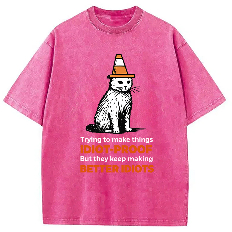Stupid Cat Washed T-Shirt
