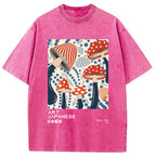 Japanese Art Dancing Mushroom Washed T-Shirt