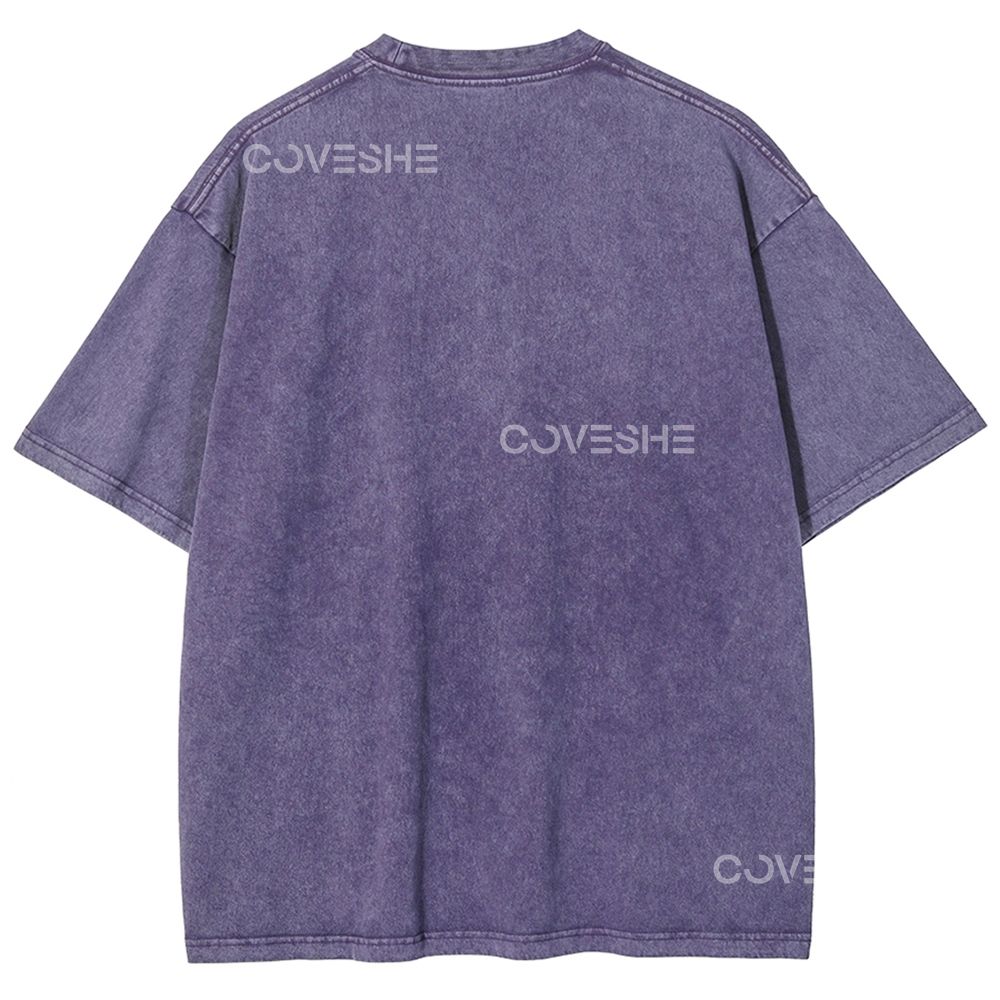 Unisex Polka Dot Fish Printed Washed Tee