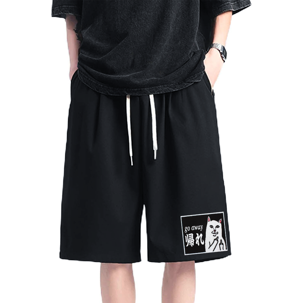 Go Away White Cat Cotton Shorts