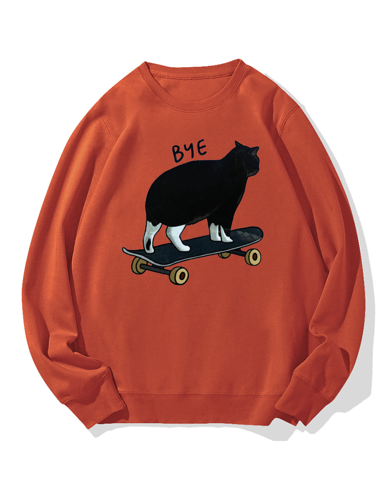 Cat On Skateboard Cotton Sweatshirt
