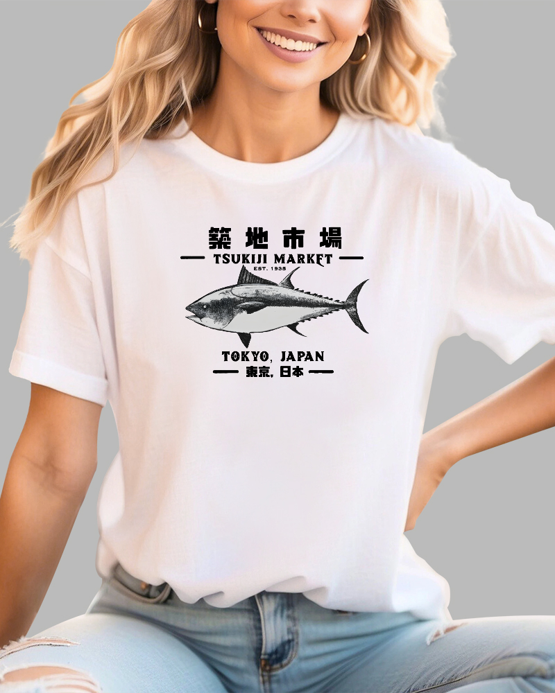 Tokyo Tsukiji Market Cotton casual T-shirt